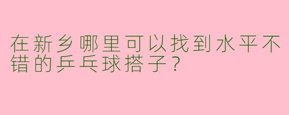 在新乡哪里可以找到水平不错的乒乓球搭子？