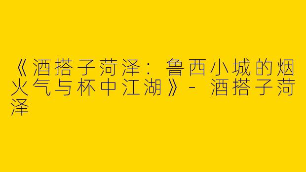《酒搭子菏泽：鲁西小城的烟火气与杯中江湖》-酒搭子菏泽