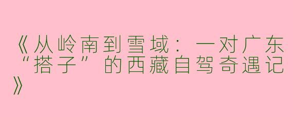 《从岭南到雪域：一对广东“搭子”的西藏自驾奇遇记》