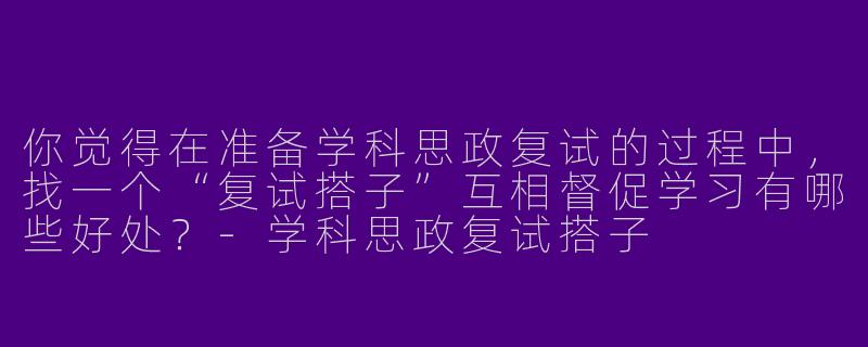 你觉得在准备学科思政复试的过程中，找一个“复试搭子”互相督促学习有哪些好处？-学科思政复试搭子