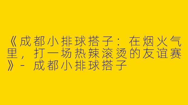《成都小排球搭子：在烟火气里，打一场热辣滚烫的友谊赛》-成都小排球搭子
