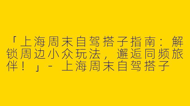 「上海周末自驾搭子指南：解锁周边小众玩法，邂逅同频旅伴！」-上海周末自驾搭子
