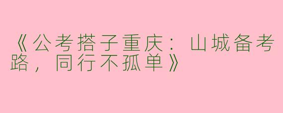 《公考搭子重庆：山城备考路，同行不孤单》
