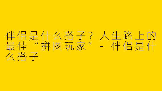 伴侣是什么搭子？人生路上的最佳“拼图玩家”-伴侣是什么搭子