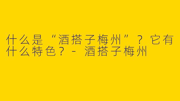 什么是“酒搭子梅州”？它有什么特色？-酒搭子梅州