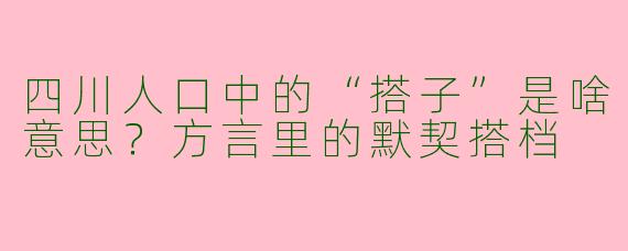 四川人口中的“搭子”是啥意思？方言里的默契搭档