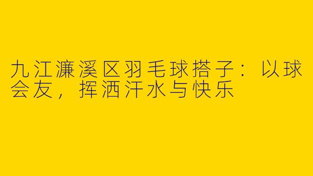 九江濂溪区羽毛球搭子：以球会友，挥洒汗水与快乐