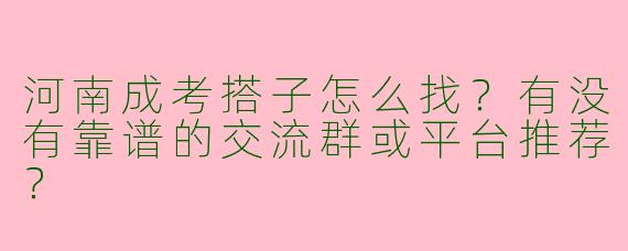 河南成考搭子怎么找？有没有靠谱的交流群或平台推荐？