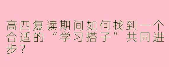 高四复读期间如何找到一个合适的“学习搭子”共同进步？