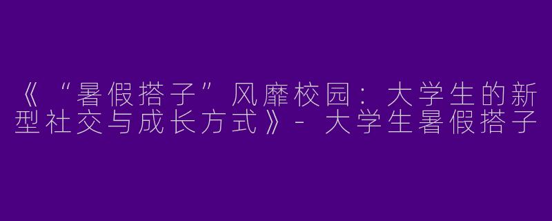 《“暑假搭子”风靡校园：大学生的新型社交与成长方式》-大学生暑假搭子