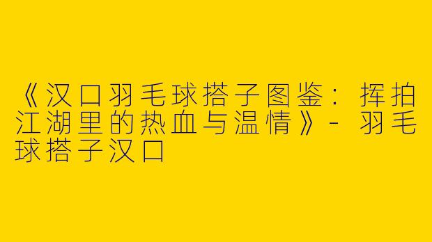 《汉口羽毛球搭子图鉴：挥拍江湖里的热血与温情》-羽毛球搭子汉口