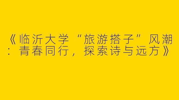 《临沂大学“旅游搭子”风潮：青春同行，探索诗与远方》
