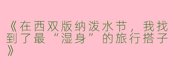 《在西双版纳泼水节，我找到了最“湿身”的旅行搭子》