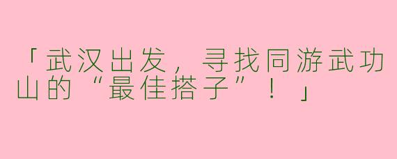 「武汉出发，寻找同游武功山的“最佳搭子”！」