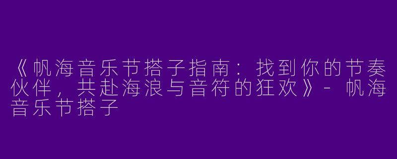 《帆海音乐节搭子指南：找到你的节奏伙伴，共赴海浪与音符的狂欢》-帆海音乐节搭子