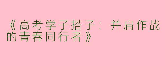 《高考学子搭子：并肩作战的青春同行者》