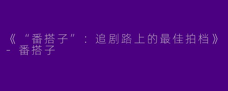 《“番搭子”：追剧路上的最佳拍档》-番搭子
