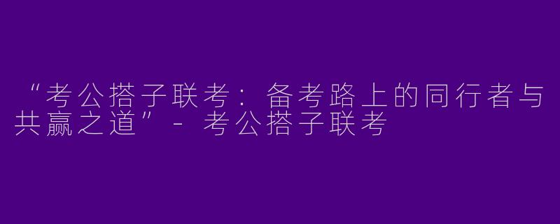 “考公搭子联考：备考路上的同行者与共赢之道”-考公搭子联考