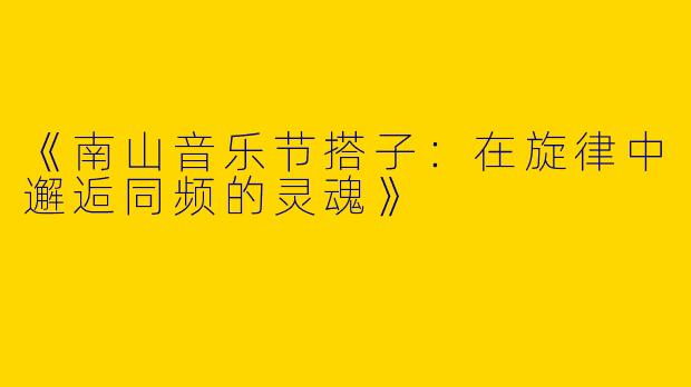 《南山音乐节搭子：在旋律中邂逅同频的灵魂》