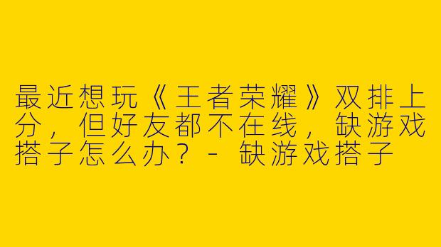 最近想玩《王者荣耀》双排上分，但好友都不在线，缺游戏搭子怎么办？-缺游戏搭子