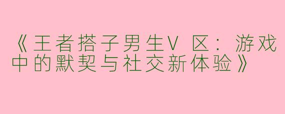 《王者搭子男生V区：游戏中的默契与社交新体验》