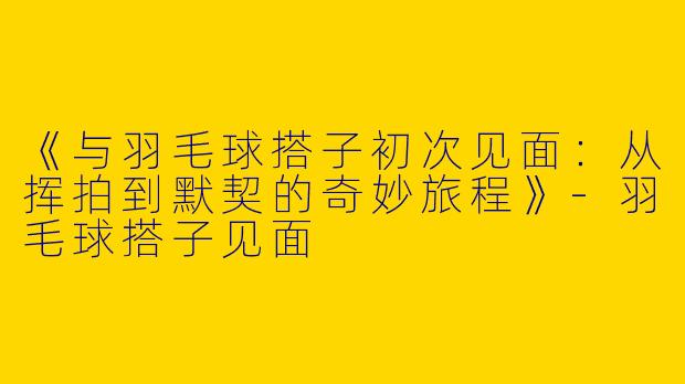 《与羽毛球搭子初次见面：从挥拍到默契的奇妙旅程》-羽毛球搭子见面