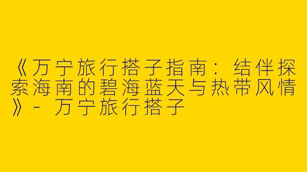 《万宁旅行搭子指南：结伴探索海南的碧海蓝天与热带风情》-万宁旅行搭子