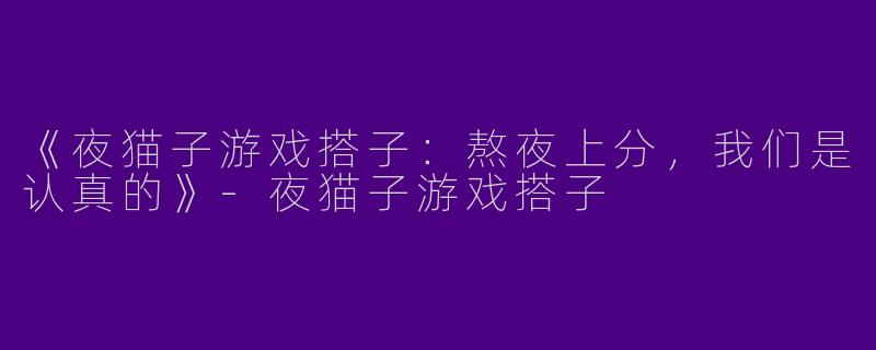 《夜猫子游戏搭子：熬夜上分，我们是认真的》-夜猫子游戏搭子