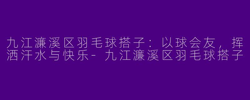 九江濂溪区羽毛球搭子：以球会友，挥洒汗水与快乐-九江濂溪区羽毛球搭子