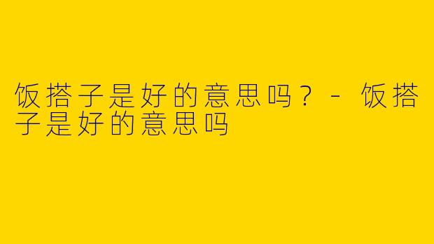 饭搭子是好的意思吗？-饭搭子是好的意思吗