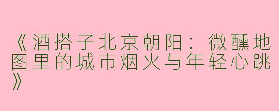 《酒搭子北京朝阳：微醺地图里的城市烟火与年轻心跳》