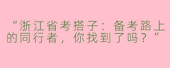 “浙江省考搭子：备考路上的同行者，你找到了吗？”