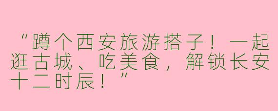 “蹲个西安旅游搭子！一起逛古城、吃美食，解锁长安十二时辰！”