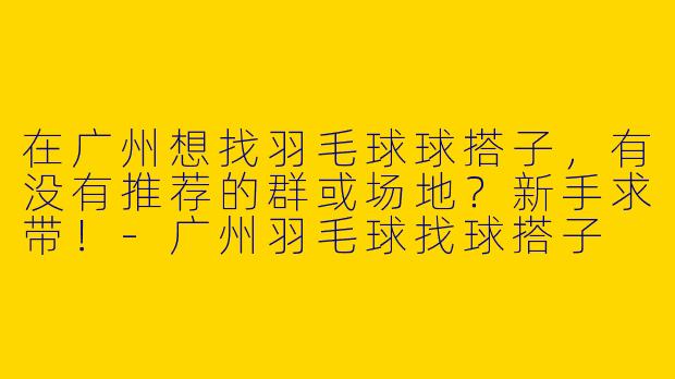 在广州想找羽毛球球搭子，有没有推荐的群或场地？新手求带！-广州羽毛球找球搭子