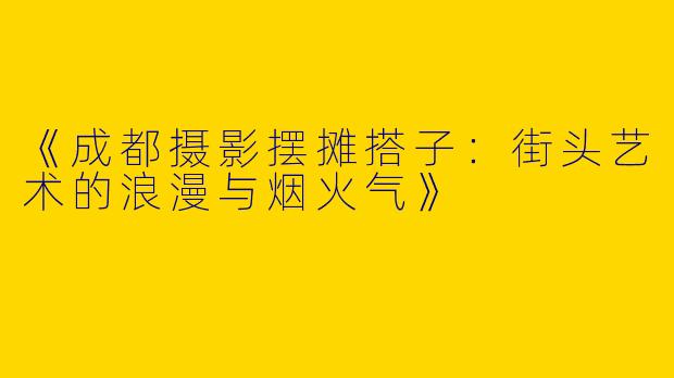 《成都摄影摆摊搭子：街头艺术的浪漫与烟火气》