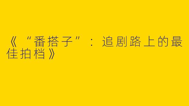 《“番搭子”：追剧路上的最佳拍档》