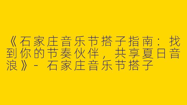 《石家庄音乐节搭子指南：找到你的节奏伙伴，共享夏日音浪》-石家庄音乐节搭子