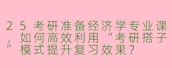 25考研准备经济学专业课，如何高效利用“考研搭子”模式提升复习效果？
