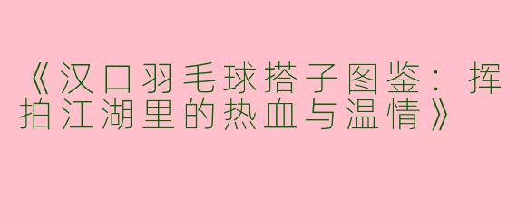 《汉口羽毛球搭子图鉴：挥拍江湖里的热血与温情》