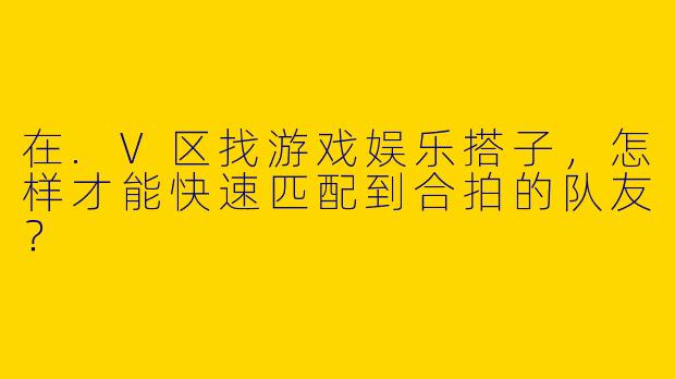 在.V区找游戏娱乐搭子,怎样才能快速匹配到合拍的队友?