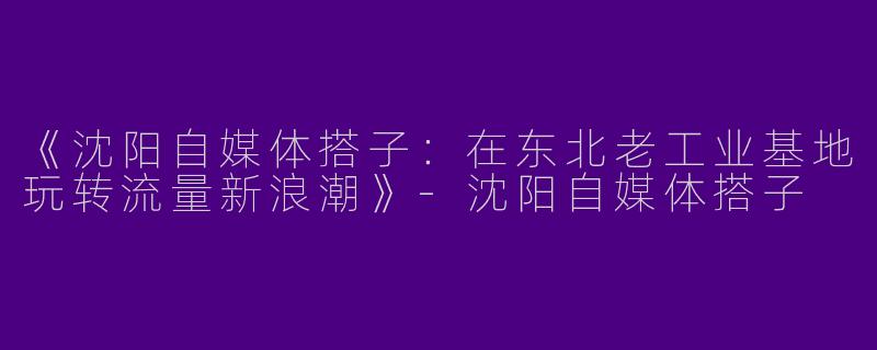 《沈阳自媒体搭子：在东北老工业基地玩转流量新浪潮》-沈阳自媒体搭子