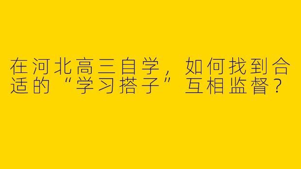在河北高三自学，如何找到合适的“学习搭子”互相监督？
