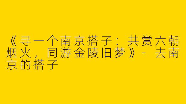 《寻一个南京搭子：共赏六朝烟火，同游金陵旧梦》-去南京的搭子