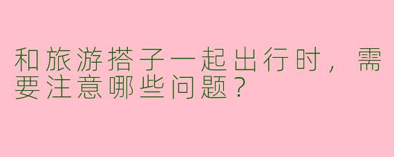 和旅游搭子一起出行时，需要注意哪些问题？