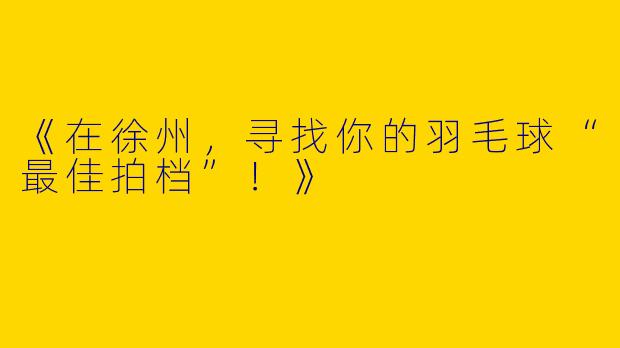 《在徐州，寻找你的羽毛球“最佳拍档”！》