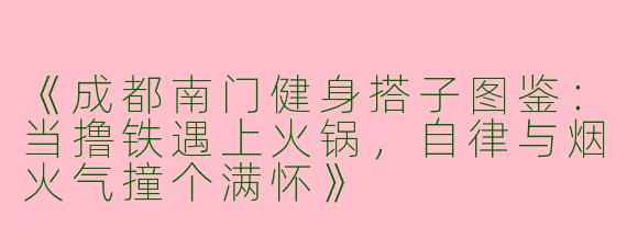 《成都南门健身搭子图鉴：当撸铁遇上火锅，自律与烟火气撞个满怀》