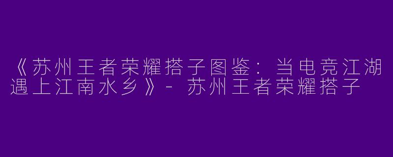 《苏州王者荣耀搭子图鉴：当电竞江湖遇上江南水乡》-苏州王者荣耀搭子