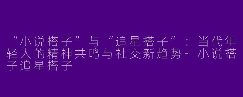 “小说搭子”与“追星搭子”：当代年轻人的精神共鸣与社交新趋势-小说搭子追星搭子