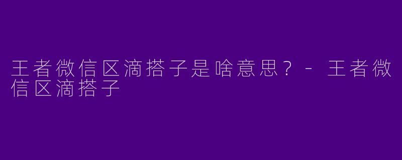 王者微信区滴搭子是啥意思？-王者微信区滴搭子