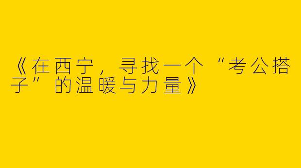 《在西宁，寻找一个“考公搭子”的温暖与力量》
